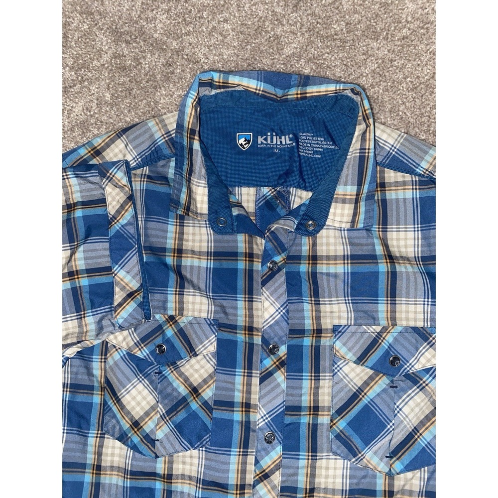 Kuhl Born In The Mountains Pearl Snap Button Down Shirt Blue Plaid Mens M Camp